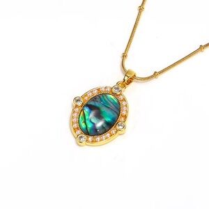 18k Gold Plated Abalone Zircon high-grade Pendant Necklace